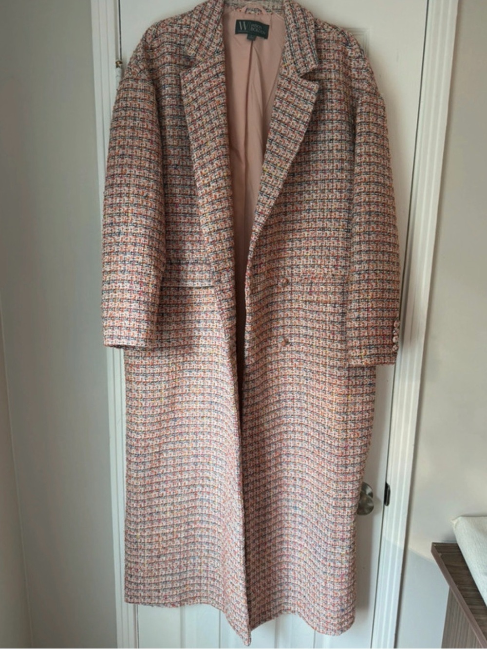 Worthington x Jason Bolden Tweed Maxi Coat L Oversized Metallic Longline